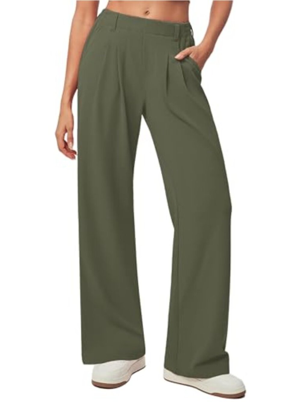 Waffle Knit Wide Leg Pants Women High Waisted Palazzo with Pockets